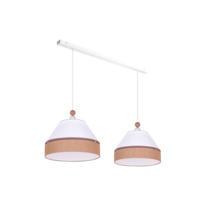 Duolla - Luster na sajli AVIGNON 2xE27/15W/230V bela/braon