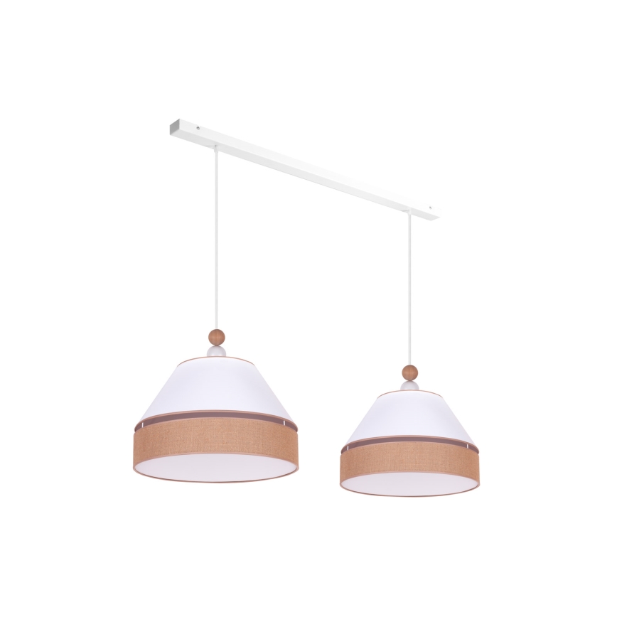 Duolla - Luster na sajli AVIGNON 2xE27/15W/230V bela/braon