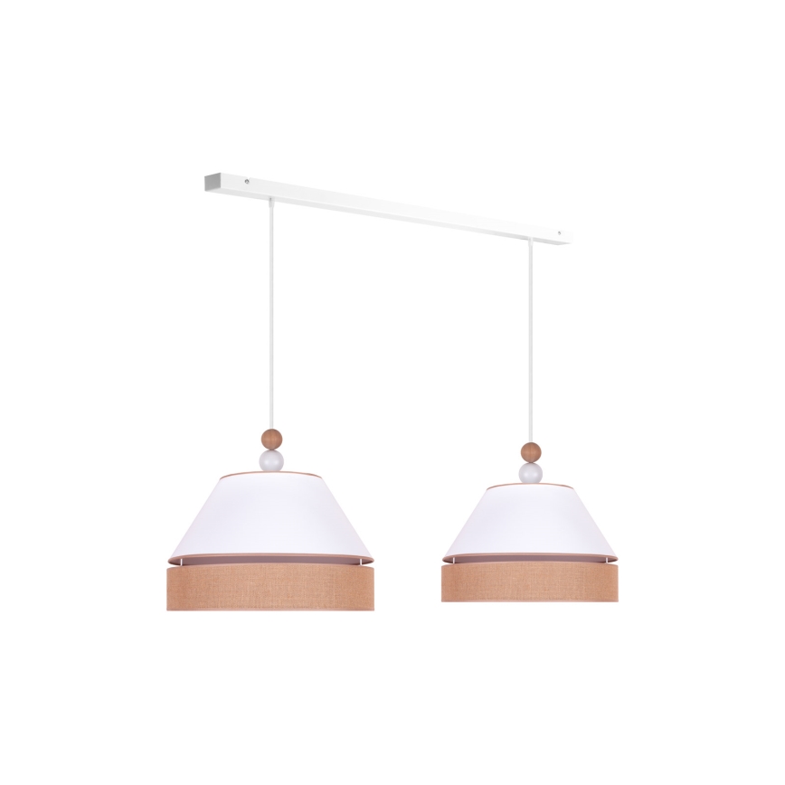 Duolla - Luster na sajli AVIGNON 2xE27/15W/230V bela/braon