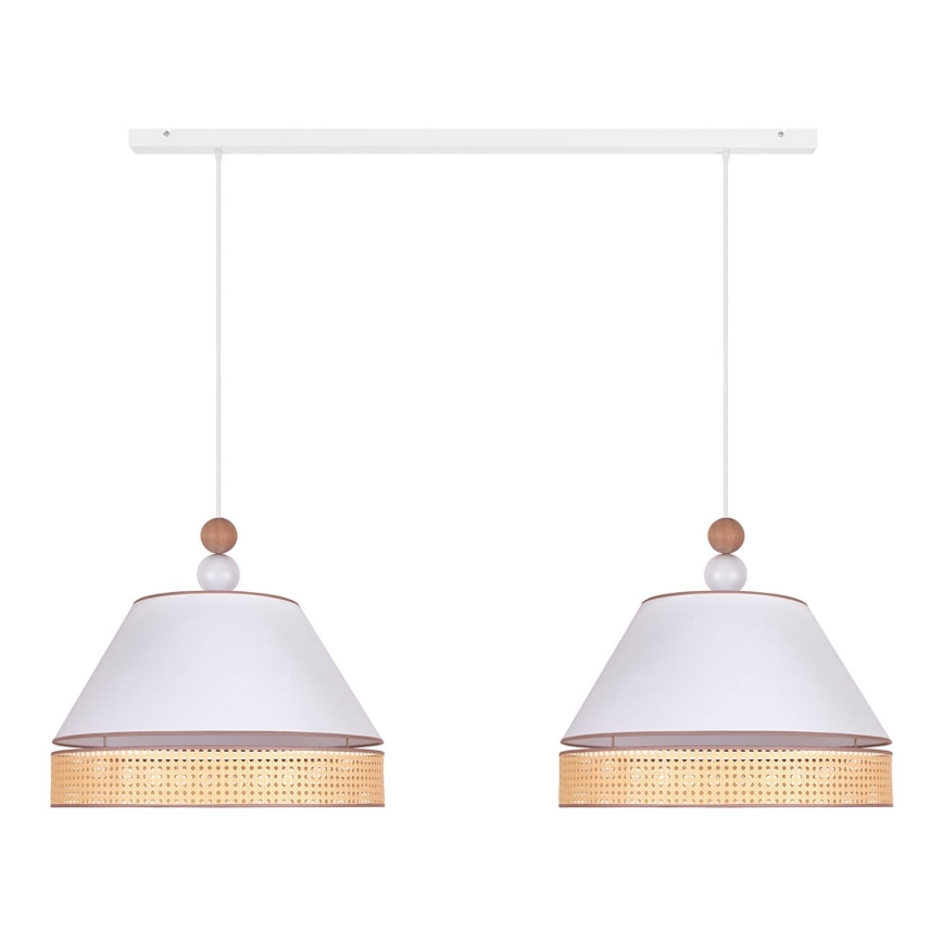 Duolla - Luster na sajli AVIGNON 2xE27/15W/230V bela/ratan