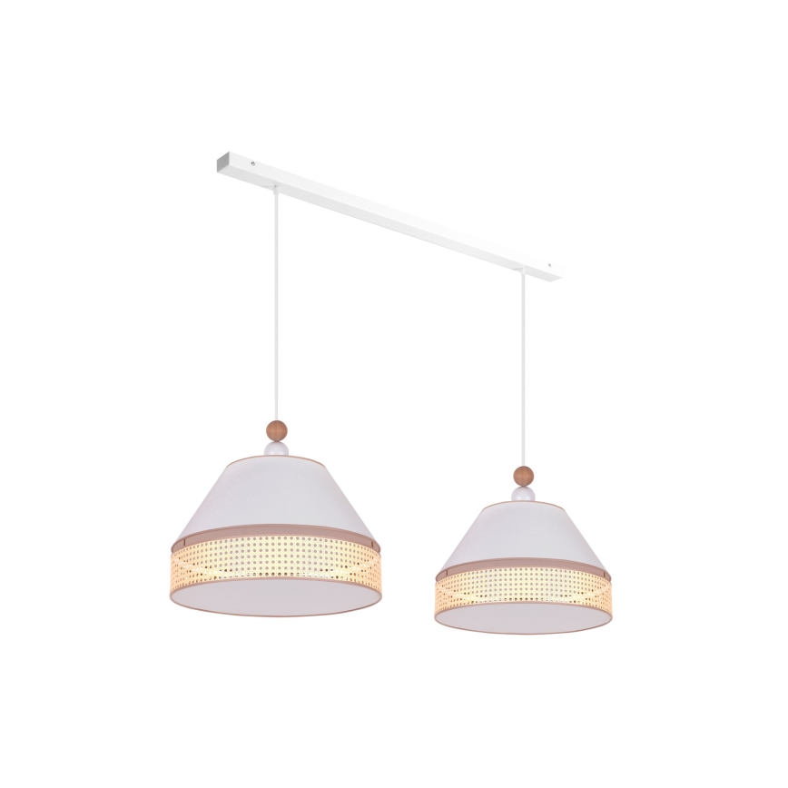 Duolla - Luster na sajli AVIGNON 2xE27/15W/230V bela/ratan