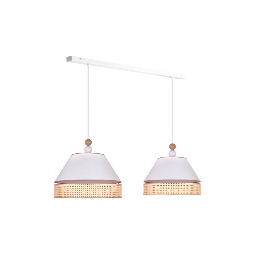 Duolla - Luster na sajli AVIGNON 2xE27/15W/230V bela/ratan