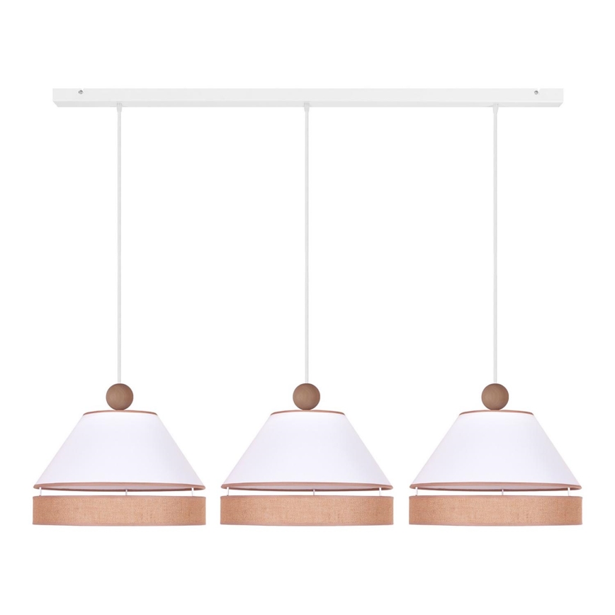 Duolla - Luster na sajli AVIGNON 3xE27/15W/230V bela/braon