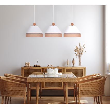 Duolla - Luster na sajli AVIGNON 3xE27/15W/230V bela/braon