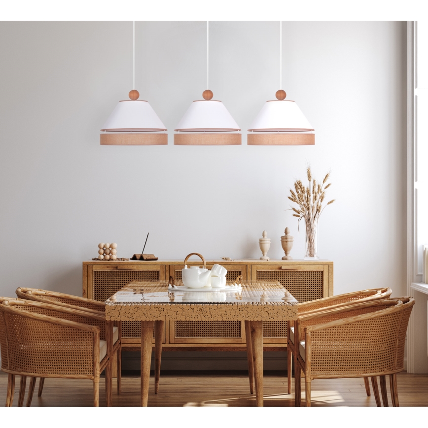 Duolla - Luster na sajli AVIGNON 3xE27/15W/230V bela/braon
