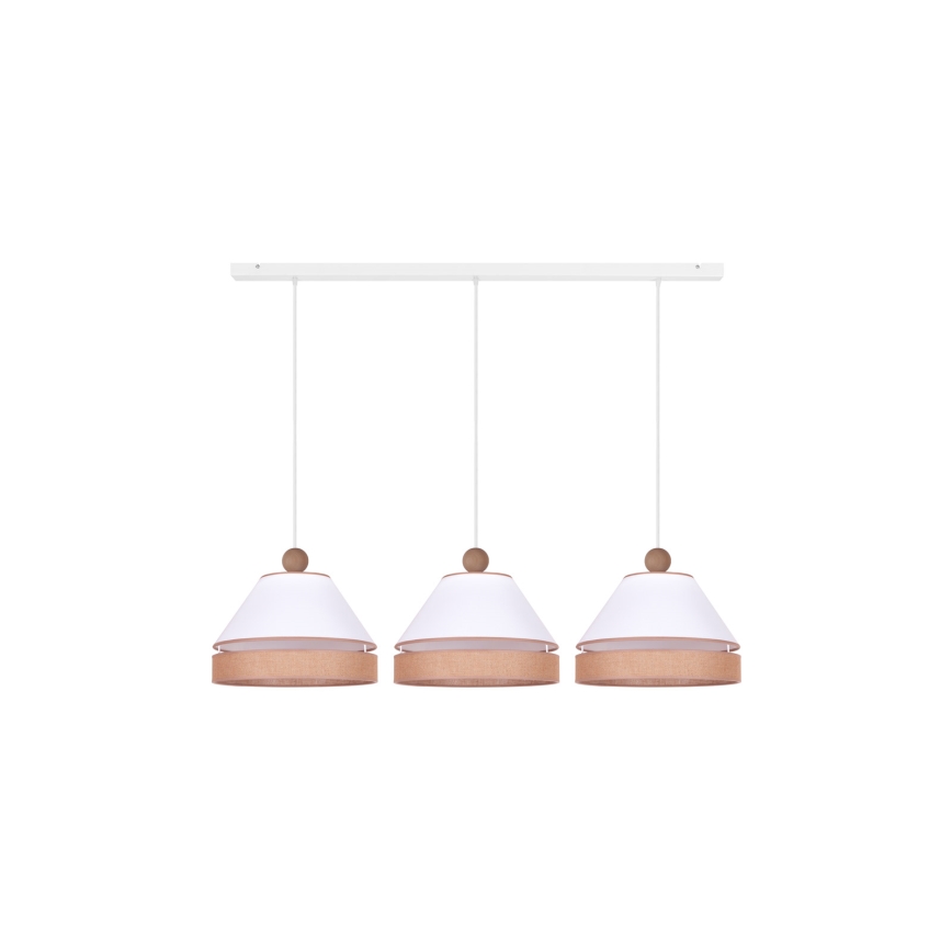 Duolla - Luster na sajli AVIGNON 3xE27/15W/230V bela/braon