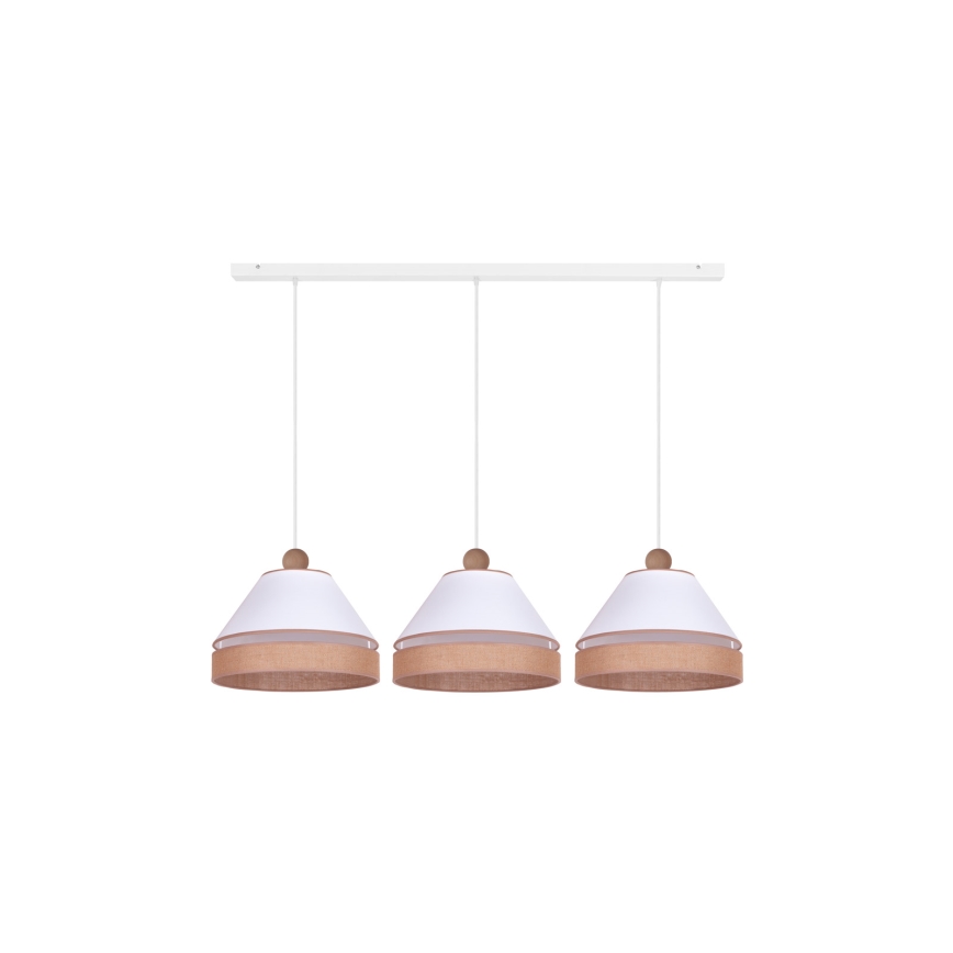 Duolla - Luster na sajli AVIGNON 3xE27/15W/230V bela/braon