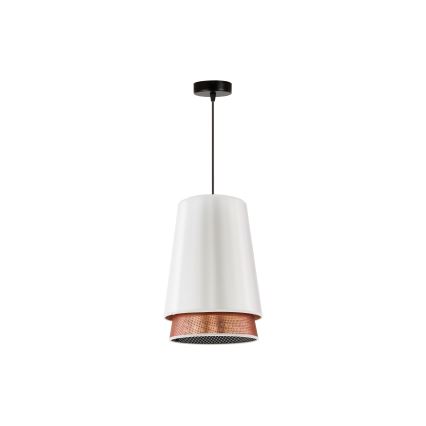 Duolla - Luster na sajli BELL SHINY 1xE27/15W/230V pr. 25 cm bela/bakrena
