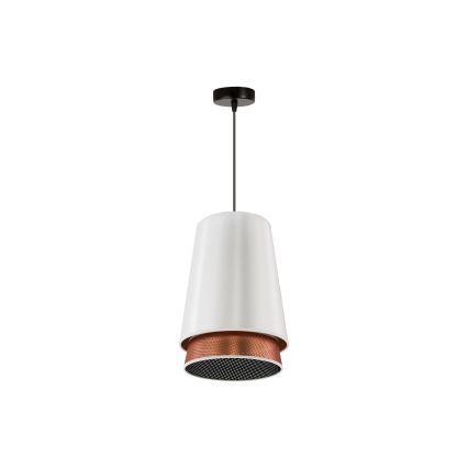 Duolla - Luster na sajli BELL SHINY 1xE27/15W/230V pr. 25 cm bela/bakrena
