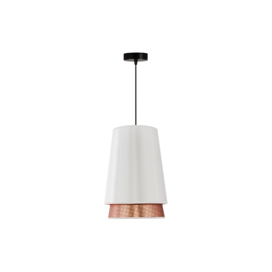 Duolla - Luster na sajli BELL SHINY 1xE27/15W/230V pr. 25 cm bela/bakrena