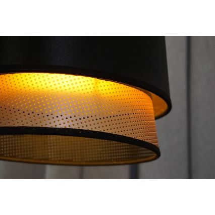 Duolla - Luster na sajli BELL SHINY 1xE27/15W/230V pr. 25 cm crno/bakrena