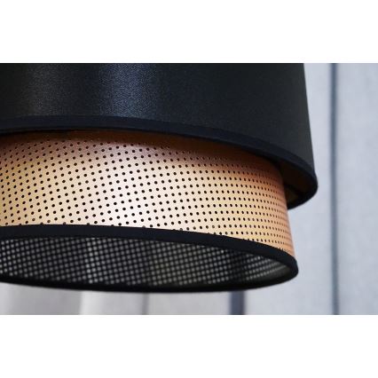 Duolla - Luster na sajli BELL SHINY 1xE27/15W/230V pr. 25 cm crno/bakrena