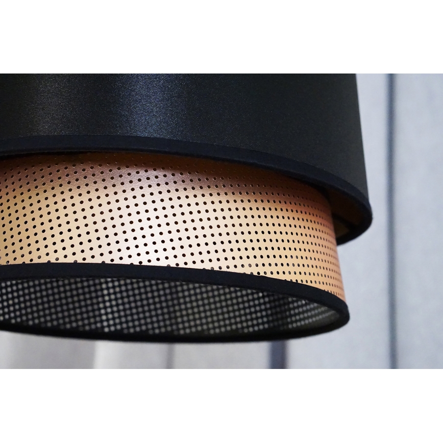 Duolla - Luster na sajli BELL SHINY 1xE27/15W/230V pr. 25 cm crno/bakrena