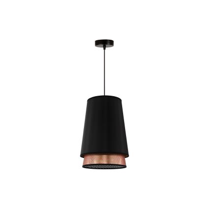 Duolla - Luster na sajli BELL SHINY 1xE27/15W/230V pr. 25 cm crno/bakrena