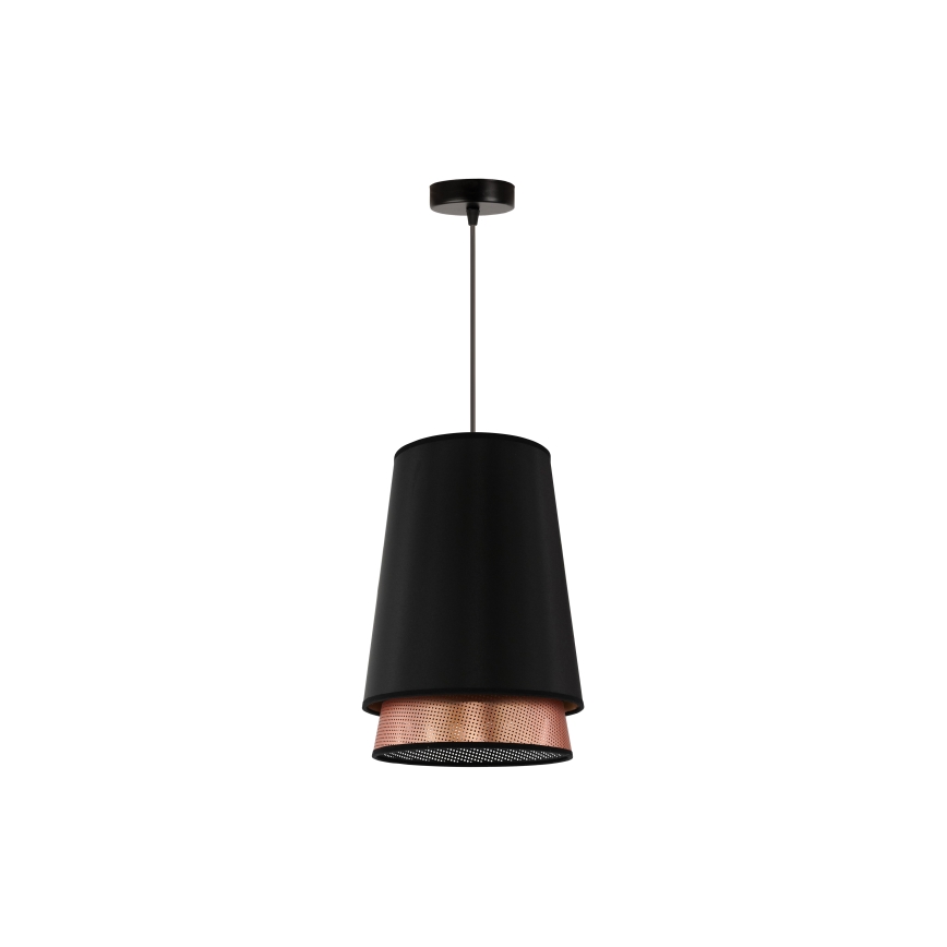 Duolla - Luster na sajli BELL SHINY 1xE27/15W/230V pr. 25 cm crno/bakrena