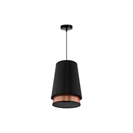 Duolla - Luster na sajli BELL SHINY 1xE27/15W/230V pr. 25 cm crno/bakrena