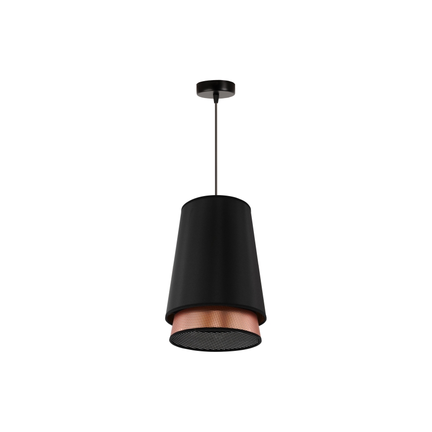 Duolla - Luster na sajli BELL SHINY 1xE27/15W/230V pr. 25 cm crno/bakrena