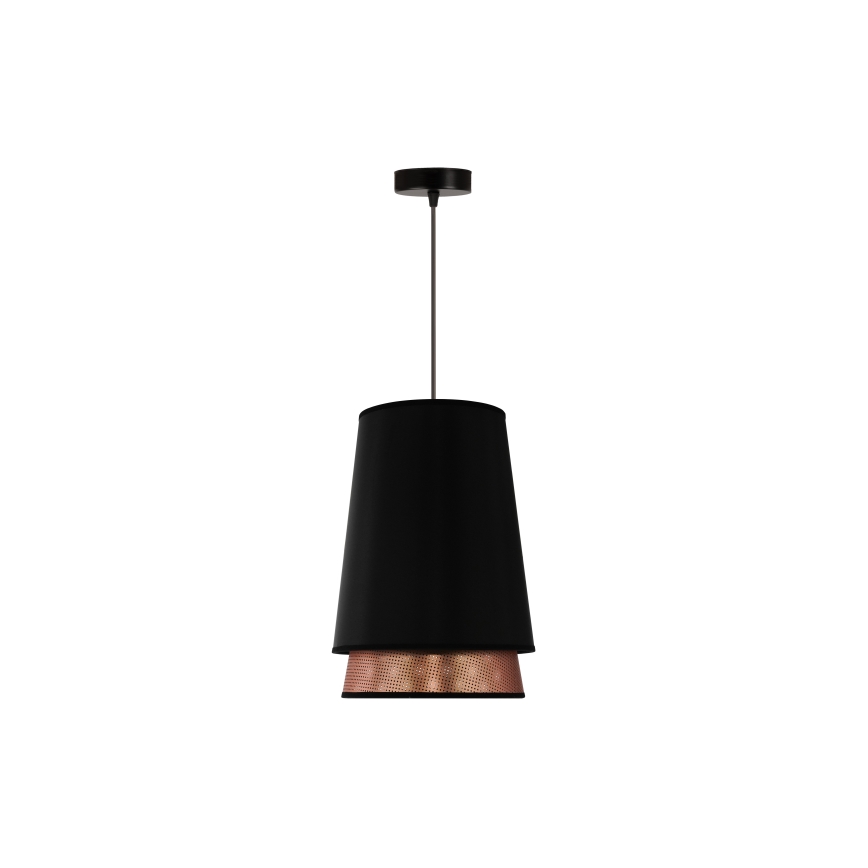 Duolla - Luster na sajli BELL SHINY 1xE27/15W/230V pr. 25 cm crno/bakrena