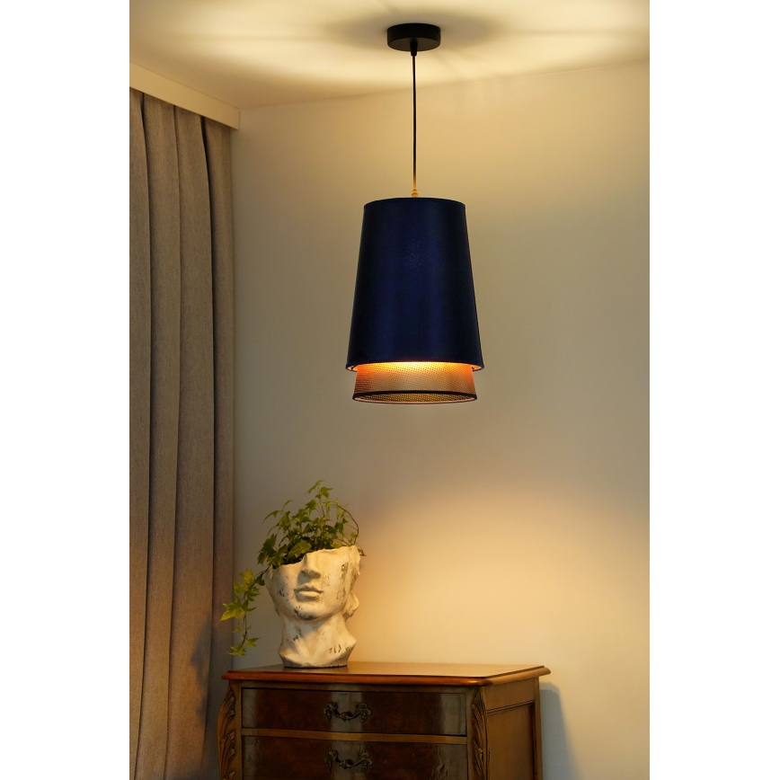 Duolla - Luster na sajli BELL SHINY 1xE27/15W/230V pr. 25 cm plava/bakrena