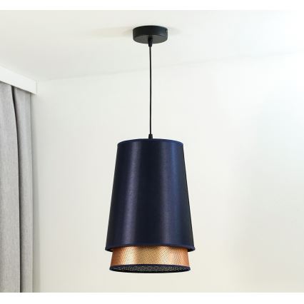 Duolla - Luster na sajli BELL SHINY 1xE27/15W/230V pr. 25 cm plava/bakrena