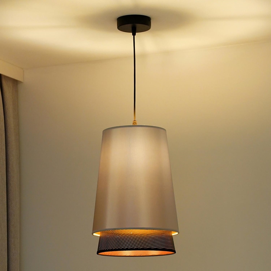 Duolla - Luster na sajli BELL SHINY 1xE27/15W/230V pr. 25 cm srebrno/crno