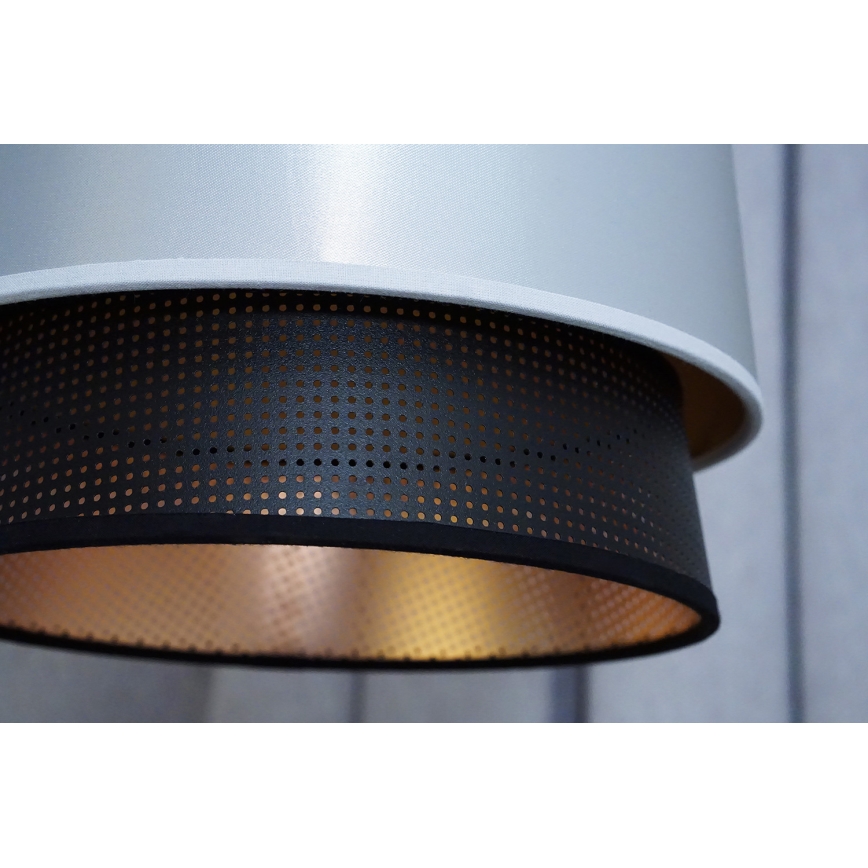 Duolla - Luster na sajli BELL SHINY 1xE27/15W/230V pr. 25 cm srebrno/crno