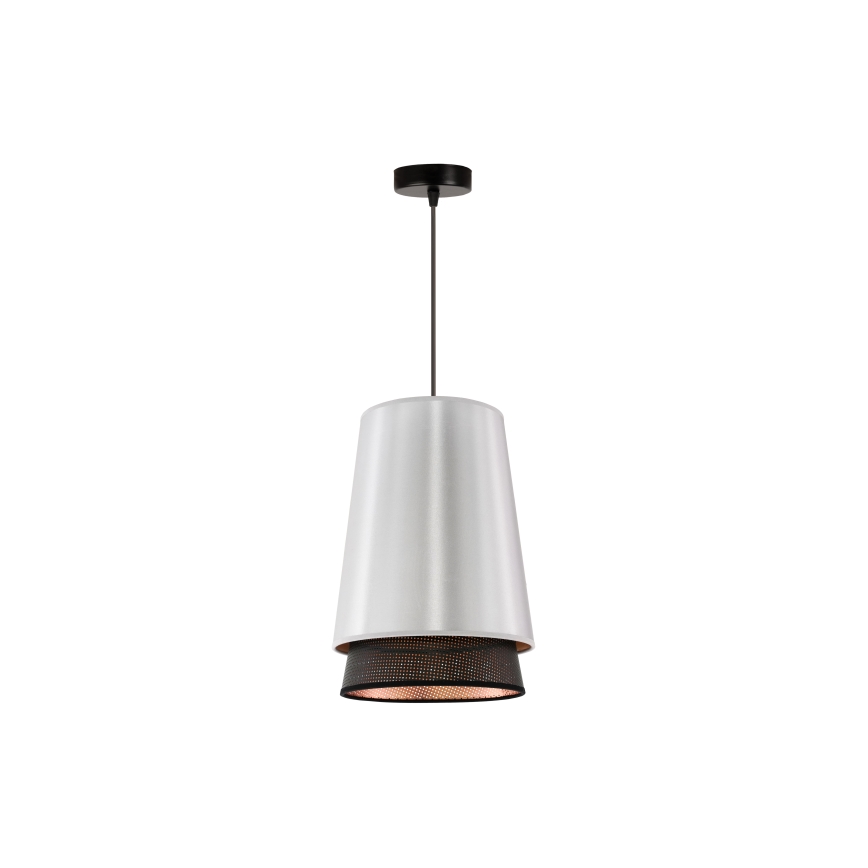 Duolla - Luster na sajli BELL SHINY 1xE27/15W/230V pr. 25 cm srebrno/crno