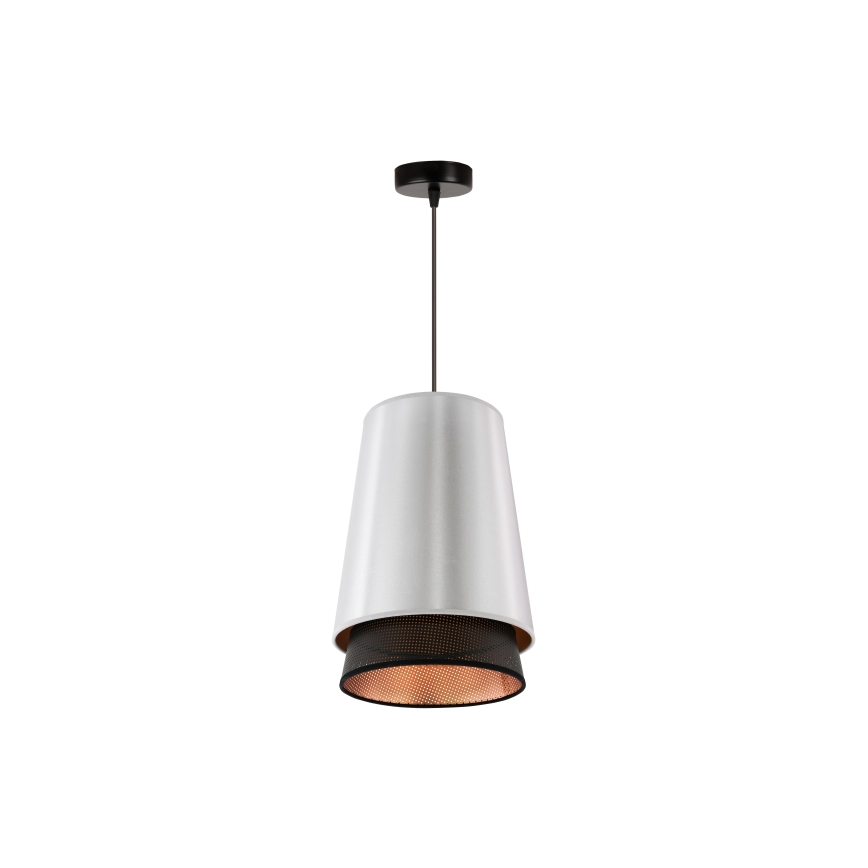 Duolla - Luster na sajli BELL SHINY 1xE27/15W/230V pr. 25 cm srebrno/crno