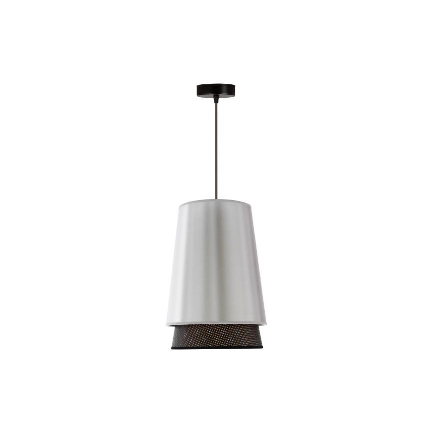 Duolla - Luster na sajli BELL SHINY 1xE27/15W/230V pr. 25 cm srebrno/crno