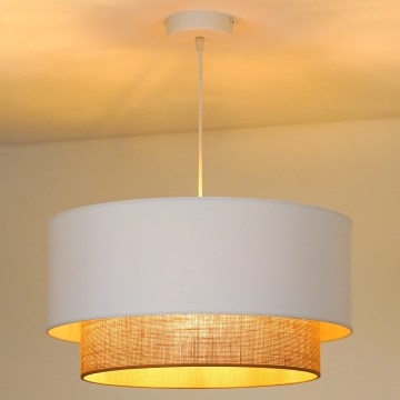 Duolla - Luster na sajli BOHO 1xE27/15W/230V prečnik 45 cm bela/smeđa