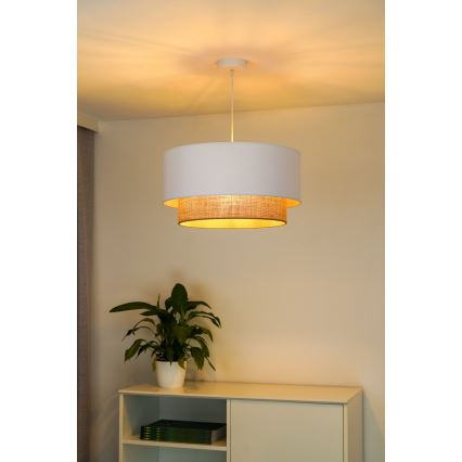 Duolla - Luster na sajli BOHO 1xE27/15W/230V prečnik 45 cm bela/smeđa