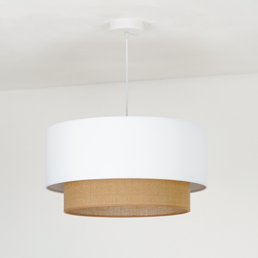 Duolla - Luster na sajli BOHO 1xE27/15W/230V prečnik 45 cm bela/smeđa