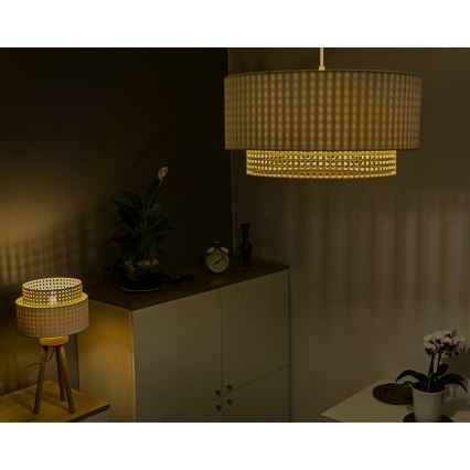 Duolla - Luster na sajli BOHO 1xE27/15W/230V prečnik 45 cm krem/ratan