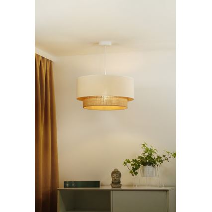 Duolla - Luster na sajli BOHO 1xE27/15W/230V prečnika 60 cm bež/braon
