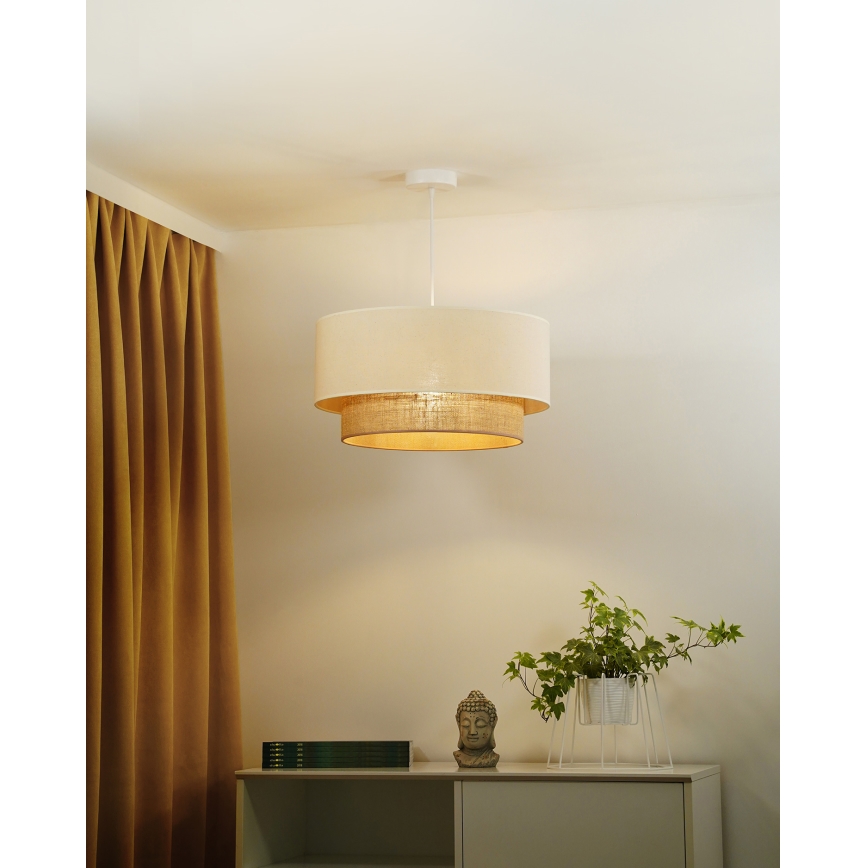 Duolla - Luster na sajli BOHO 1xE27/40W/230V pr. 45 cm kremasta/braon