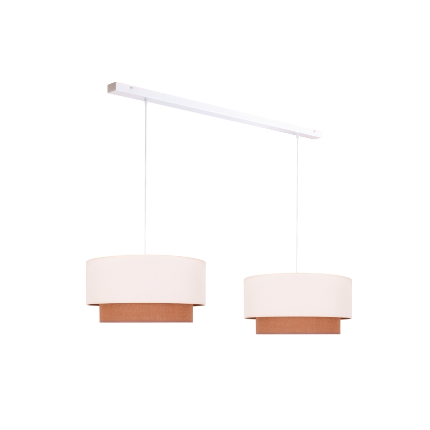Duolla - Luster na sajli BOHO 2xE27/15W/230V bež/braon