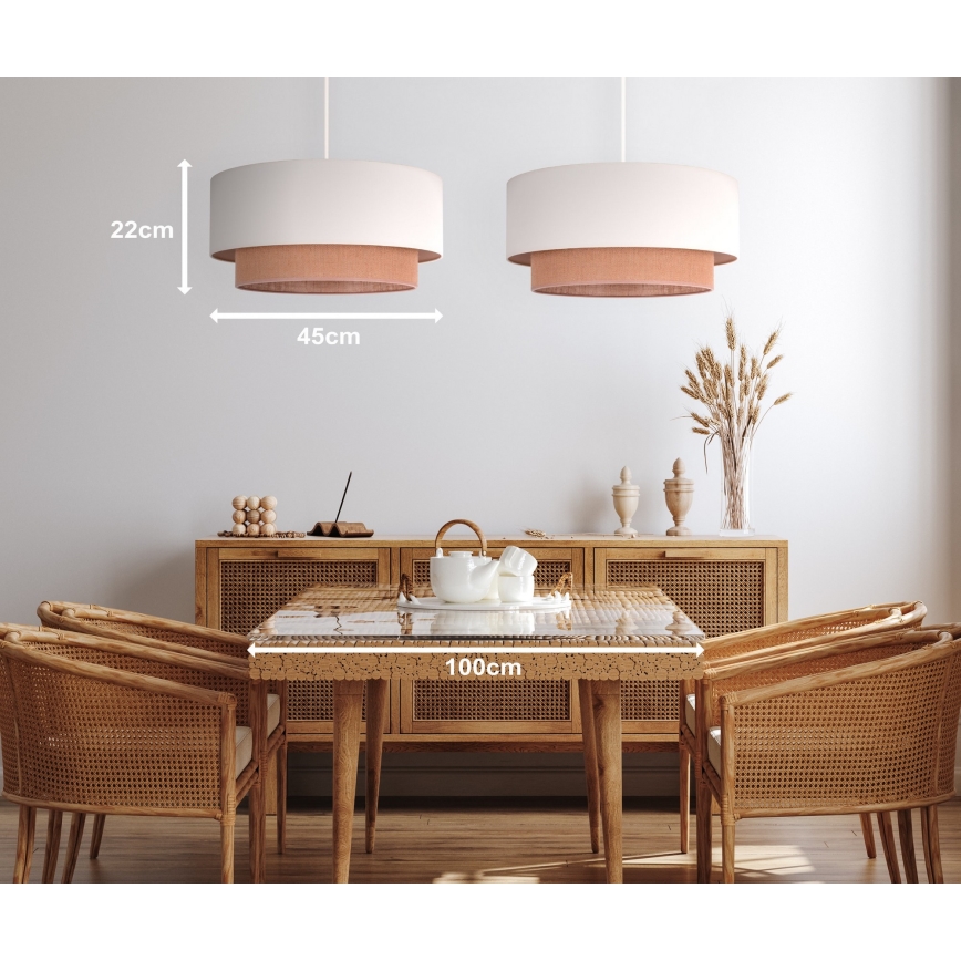 Duolla - Luster na sajli BOHO 2xE27/15W/230V bež/braon