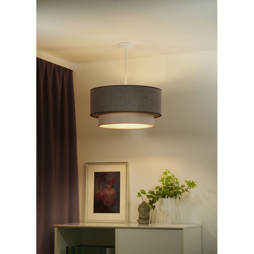 Duolla - Luster na sajli BOHO ECO RECYCLING 1xE27/15W/230V pr. 45 cm braon/kremasta