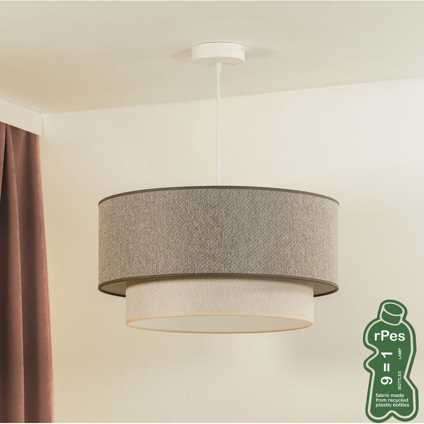 Duolla - Luster na sajli BOHO ECO RECYCLING 1xE27/15W/230V pr. 45 cm braon/kremasta