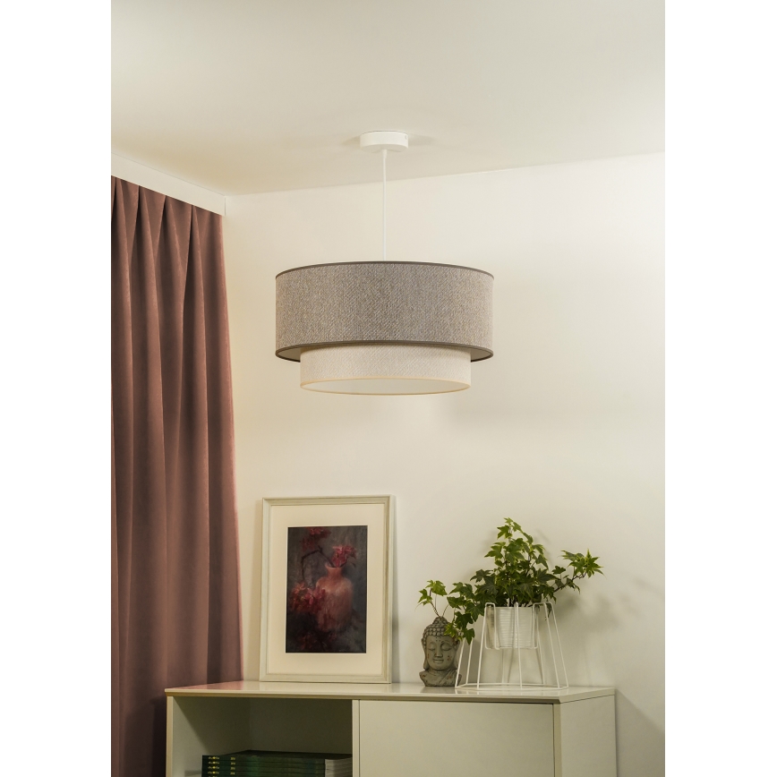 Duolla - Luster na sajli BOHO ECO RECYCLING 1xE27/15W/230V pr. 45 cm braon/kremasta