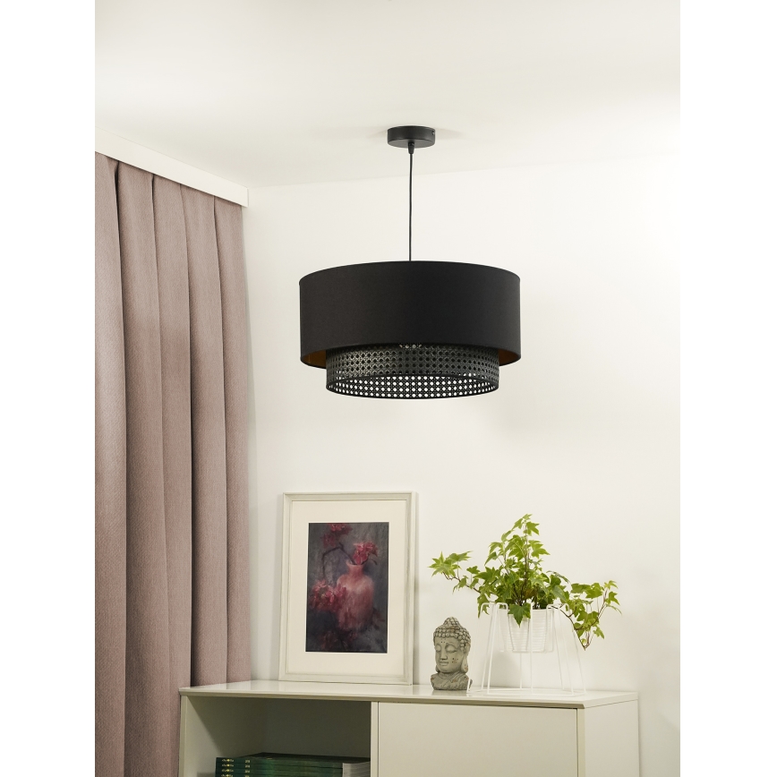 Duolla - Luster na sajli BOHO RATTAN 1xE27/15W/230V pr. 45 cm crno