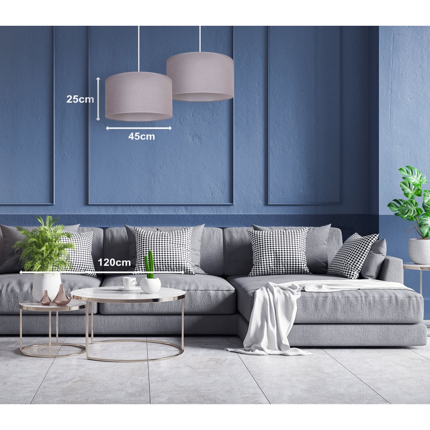 Duolla - Luster na sajli BRISTOL 1xE27/40W/230V, prečnik 45 cm, siva