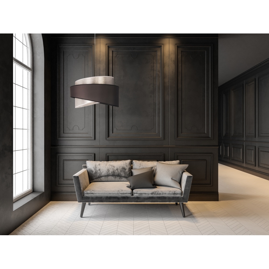 Duolla - Luster na sajli BROOKLYN 1xE27/40W/230V pr. 50 cm srebrno/crno