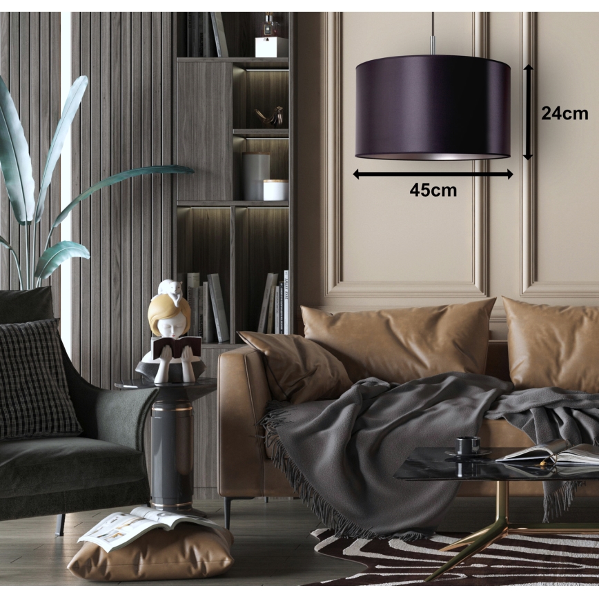 Duolla - Luster na sajli CANNES 1xE27/15W/230V pr. 45 cm crno/srebrno