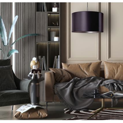 Duolla - Luster na sajli CANNES, 1xE27/15W/230V, prečnik 45 cm, crna/srebrna