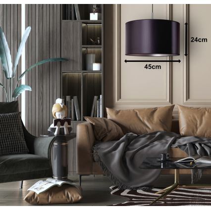 Duolla - Luster na sajli CANNES, 1xE27/15W/230V, prečnik 45 cm, crna/srebrna