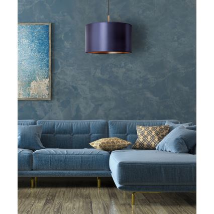 Duolla - Luster na sajli CANNES 1xE27/15W/230V prečnik 45 cm plava/bakarna