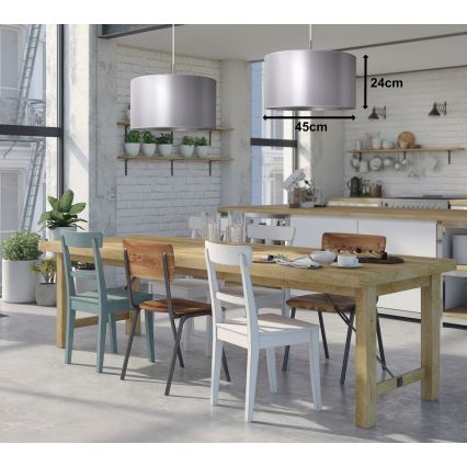 Duolla - Luster na sajli CANNES 1xE27/15W/230V prečnik 45 cm srebrna