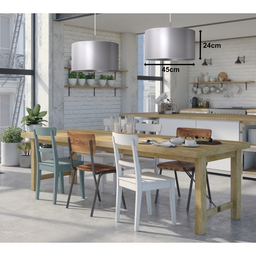 Duolla - Luster na sajli CANNES 1xE27/15W/230V prečnik 45 cm srebrna