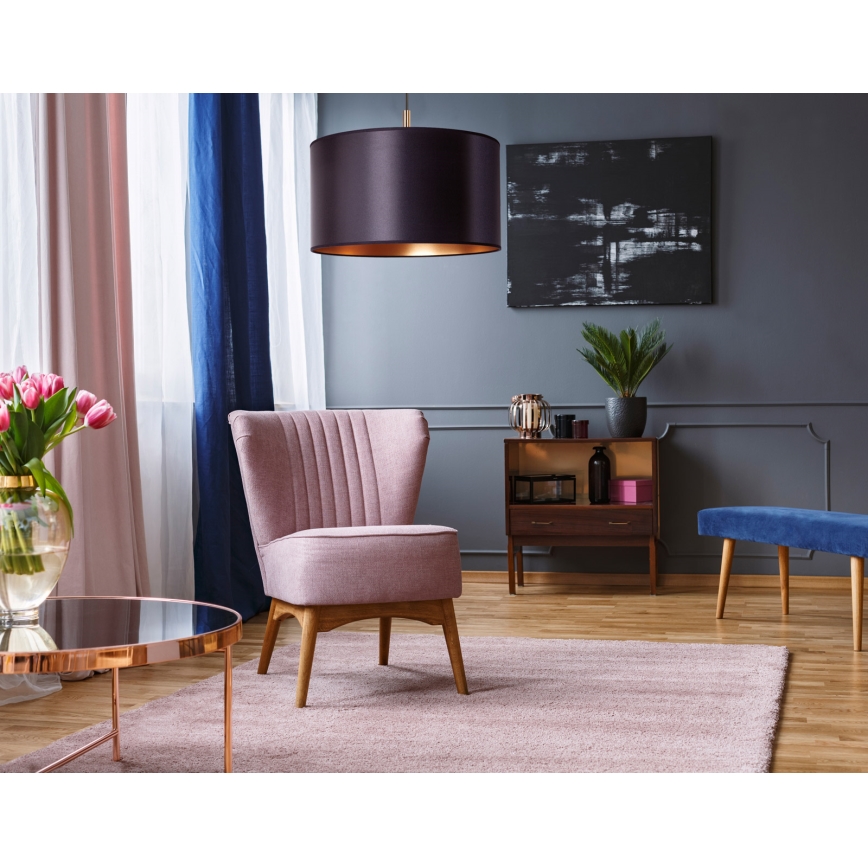 Duolla - Luster na sajli CANNES 1xE27/15W/230V prečnik 50 cm crna/bakarna